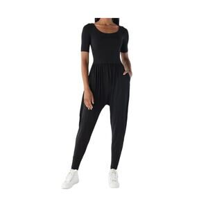 IMBODHI Sleeved Bodhi Jumper Black Modal Draped Rise Jumpsuit Size Medium